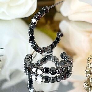 Park Lane Hazy Hoop Earrings | Hematite Beaded Earrings | New